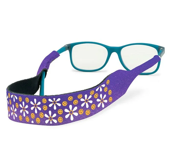 Croakies Kids Regular Purple Daisy Eyewear Smiley Faces Retainer Made in USA