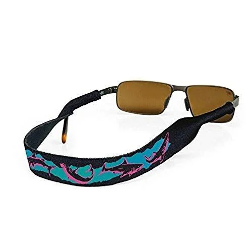 Croakies XL ORIGINAL Sunglasses/Eyeglass Retainer, 16" Inch in Sharks Retro